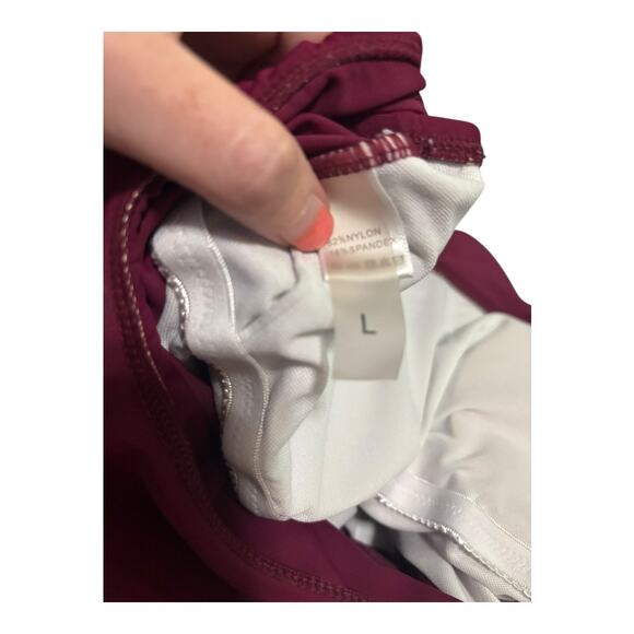 Maroon Tankini Two-Piece One Shoulder Swimsuit Size L - Picture 4 of 5